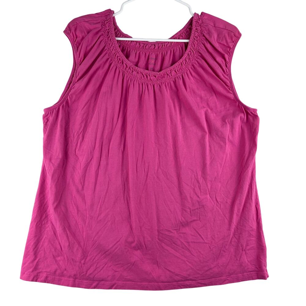 Preswick & Moore Sleeveless Blouse Women's 2X Bubblegum Pink 100% Cotton Stretch - Picture 1 of 8